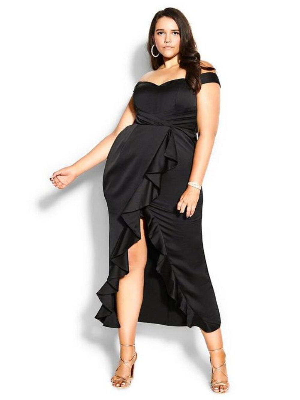 LIKE NEW City Chic Hypnotise Faux Wrap Midi Dress- Black Sz 20w